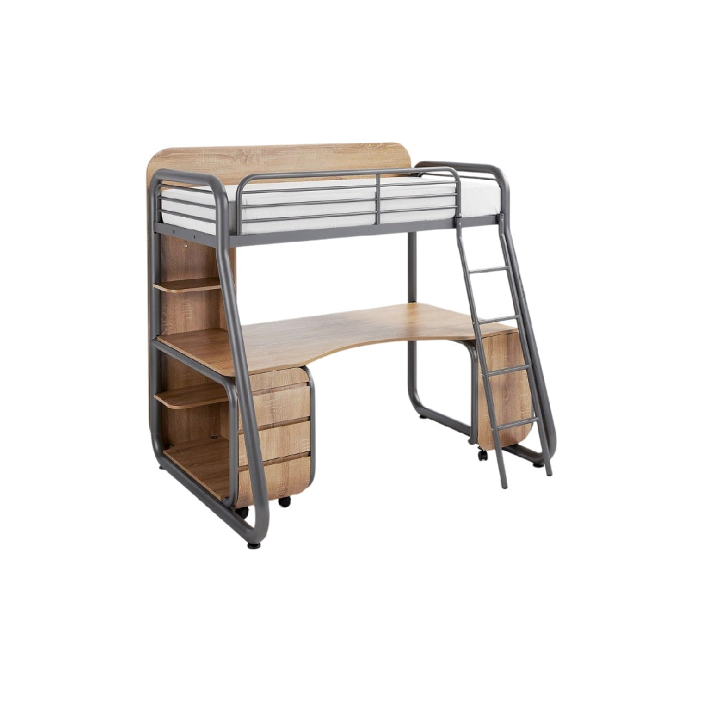 Technische titel in het Nederlands: **Moderne hoogslaper met bureau en lades**