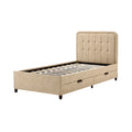 Technische titel in het Nederlands: **Enkel bed met opberglades en gestoffeerde hoofdbord**